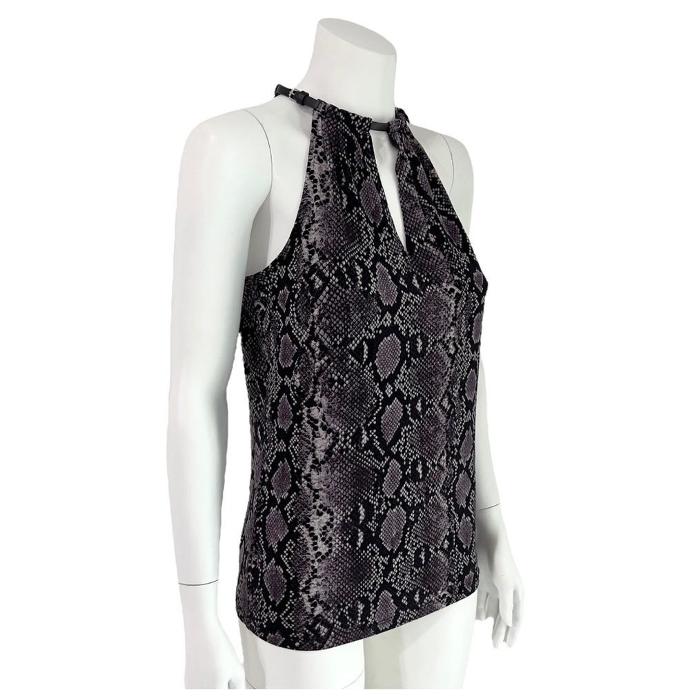 Michael Kors Python Print Stretch Tank Top with Buckle Collar